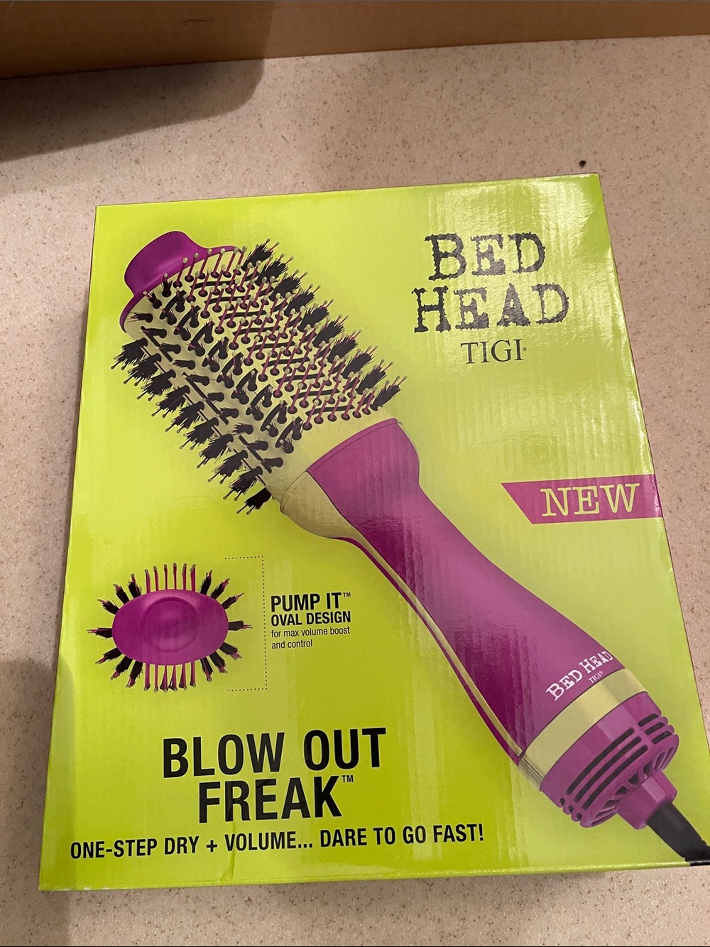 NIB BedHead Togo Blow Out Freak One-Step Blow Out Brush - Bright Purple & Lime